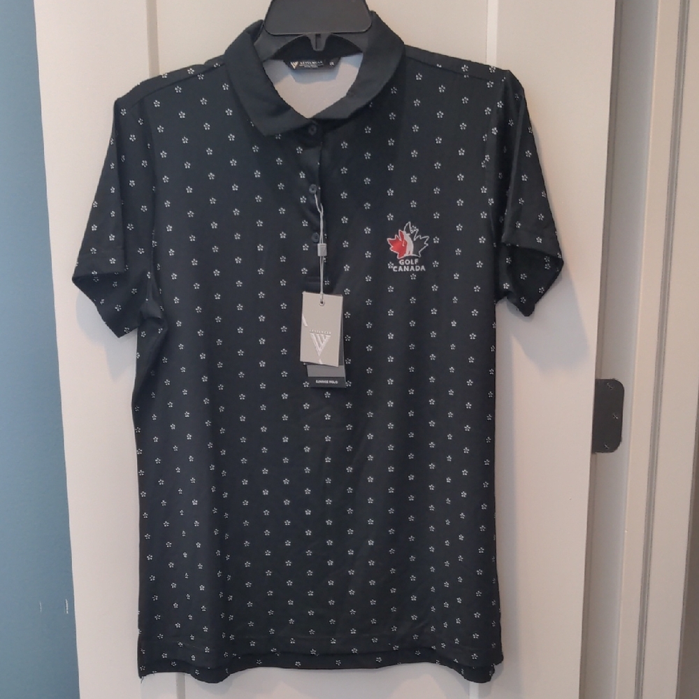 Black and White Women's Golf Canada Polo Shirt